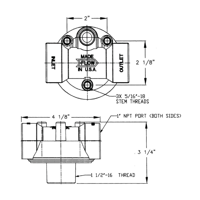 CIM-TEK ADAPTER 1" ALUM. INPUT/OUTPUT 1 1-2"-16 UNF Cim-Tek 50032