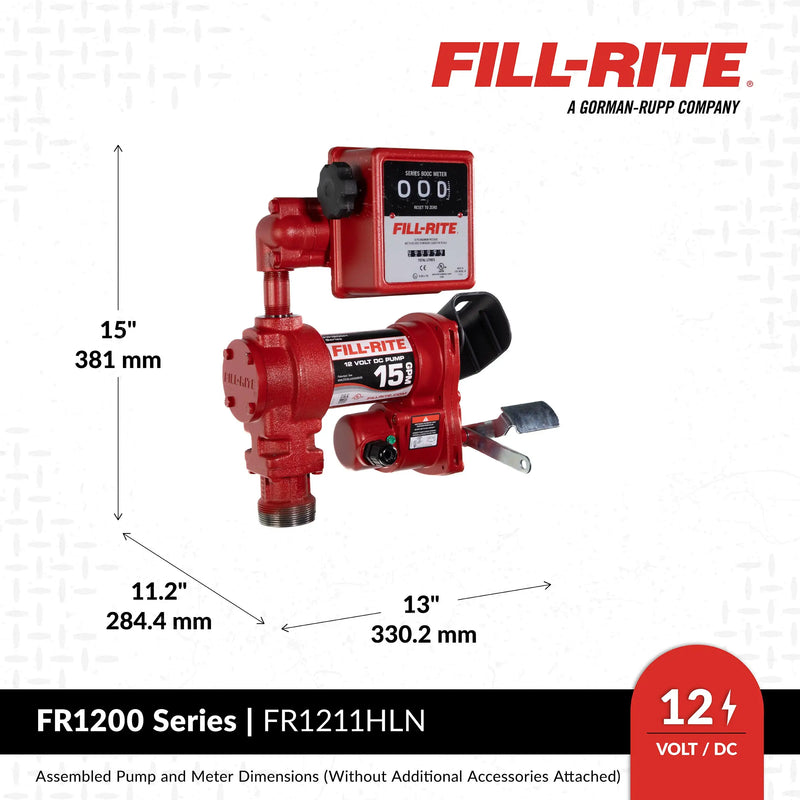 FR1211HLN 12V DC 57 LPM Fuel Transfer Pump with Meter