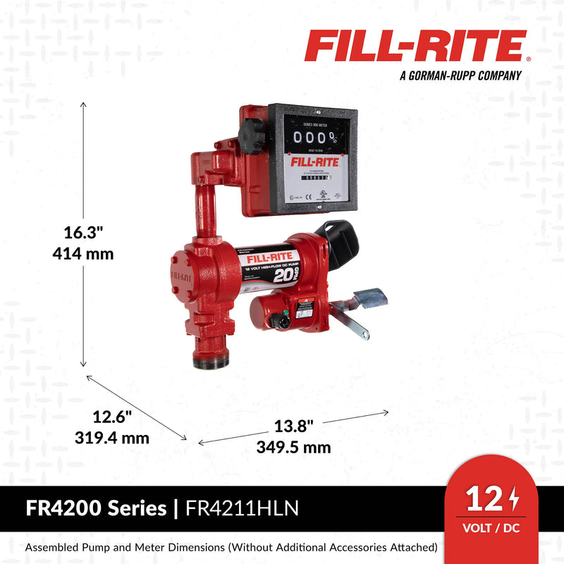 FR4211HLN 12V DC 20 GPM Fuel Transfer Pump with Meter