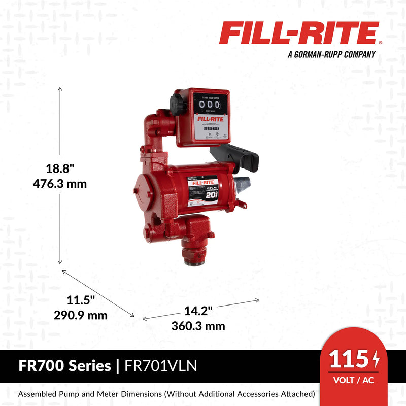FR701VLN 115V AC 20 GPM Fuel Transfer Pump with Meter