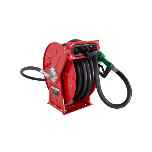 Enrouleur de flexible à carburant rétractable Fill-Rite FRHR07550 3/4" x 50' avec buse automatique adapté aux huiles essence, diesel, kérosène et légères