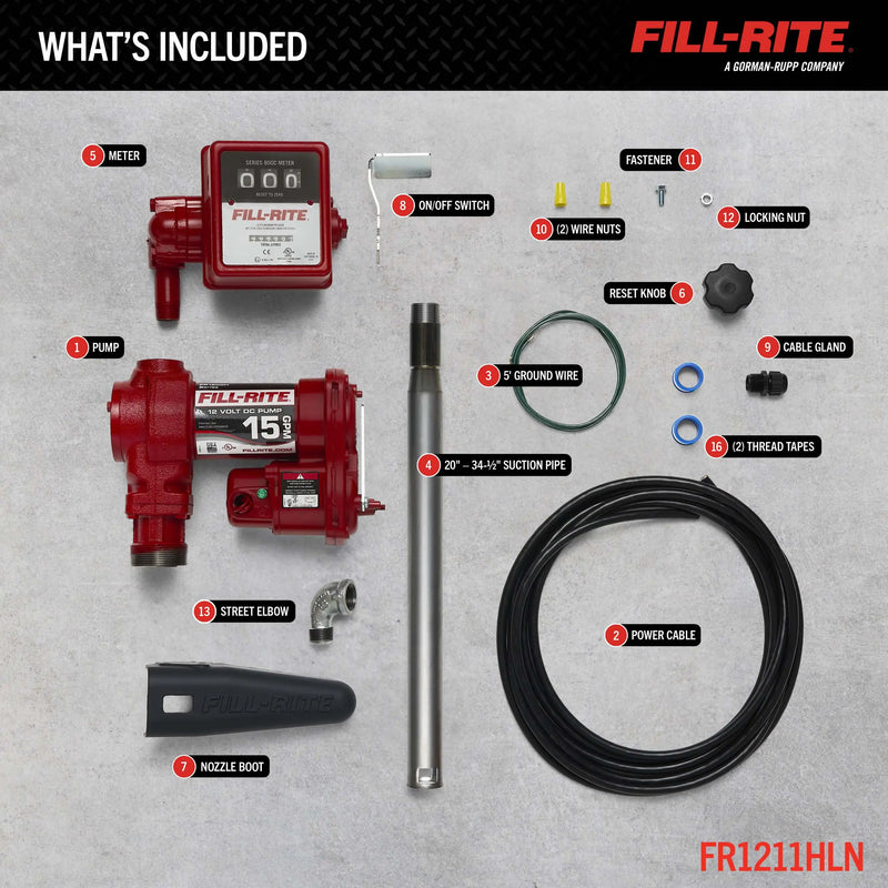 FR1211HLN 12V DC 57 LPM Fuel Transfer Pump with Meter