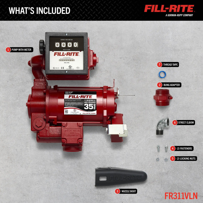 FR311VLN 115/230V AC 35 GPM Fuel Transfer Pump with Meter