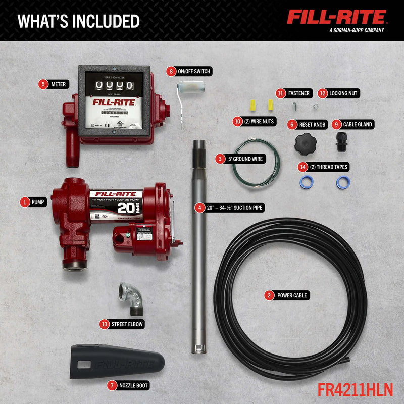 FR4211HLN 12V DC 20 GPM Fuel Transfer Pump with Meter