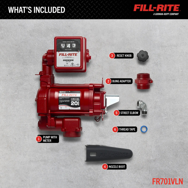 FR701VLN 115V AC 20 GPM Fuel Transfer Pump with Meter