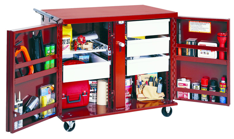 JOBOX Rolling Work Bench - 4 Drawers, 1 Shelf, 6" Casters 676996