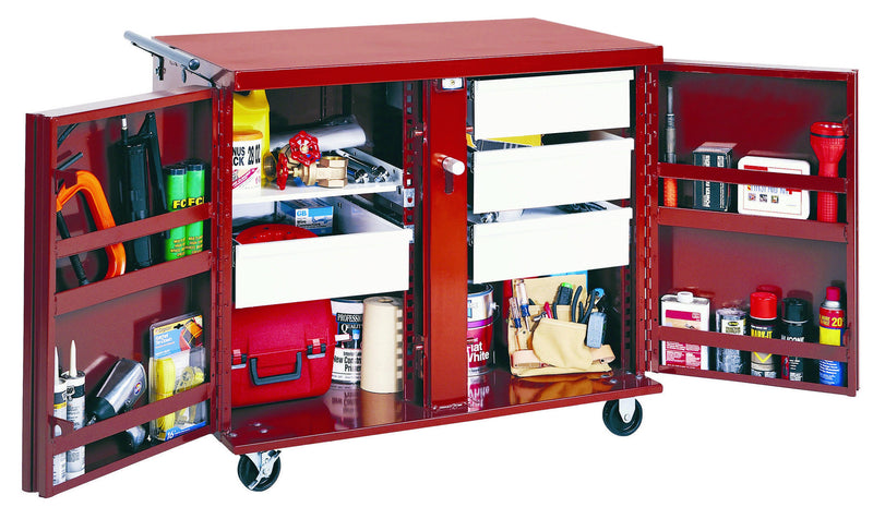 JOBOX Rolling Work Bench - 2 Drawers, 2 Shelves, 6" Casters 675996